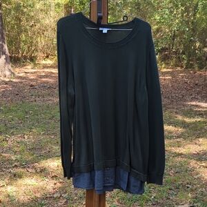 ❤️5/$25 Dark Green Long Sleeve Sweater with Layered Hem
